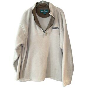 Vintage Big Dogs Fleece Sweatshirt Pullover Beige Size L Polar Golf Dad *FLAWED*